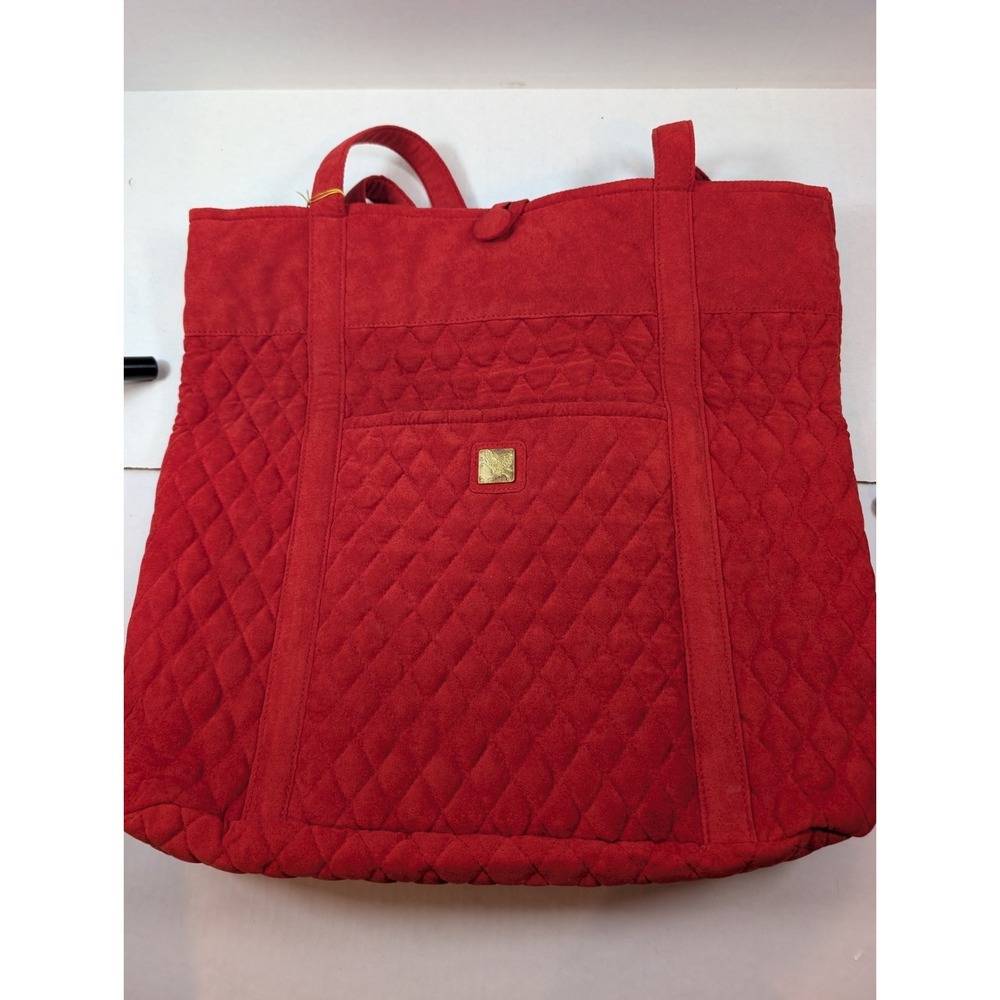 NEW Fundamentals Red Quilted Tote Bag Butterfly Logo Shoulder Purse NWT